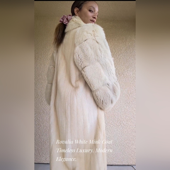 Vintage Rovalia Ivory Mink & Fox Fur Stroller Coat | Size M 6–8 Heirloom Luxury - Picture 3 of 11